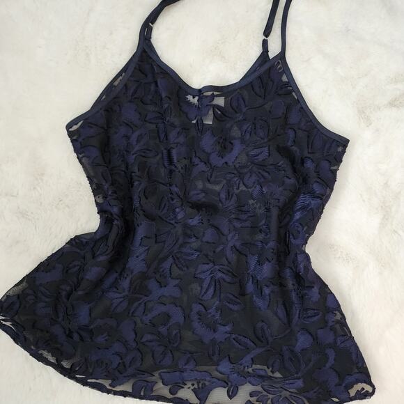 Jones New York Vintage Sheer Floral Lace Pajama Camisole Short Two Piece Set - Picture 2 of 11